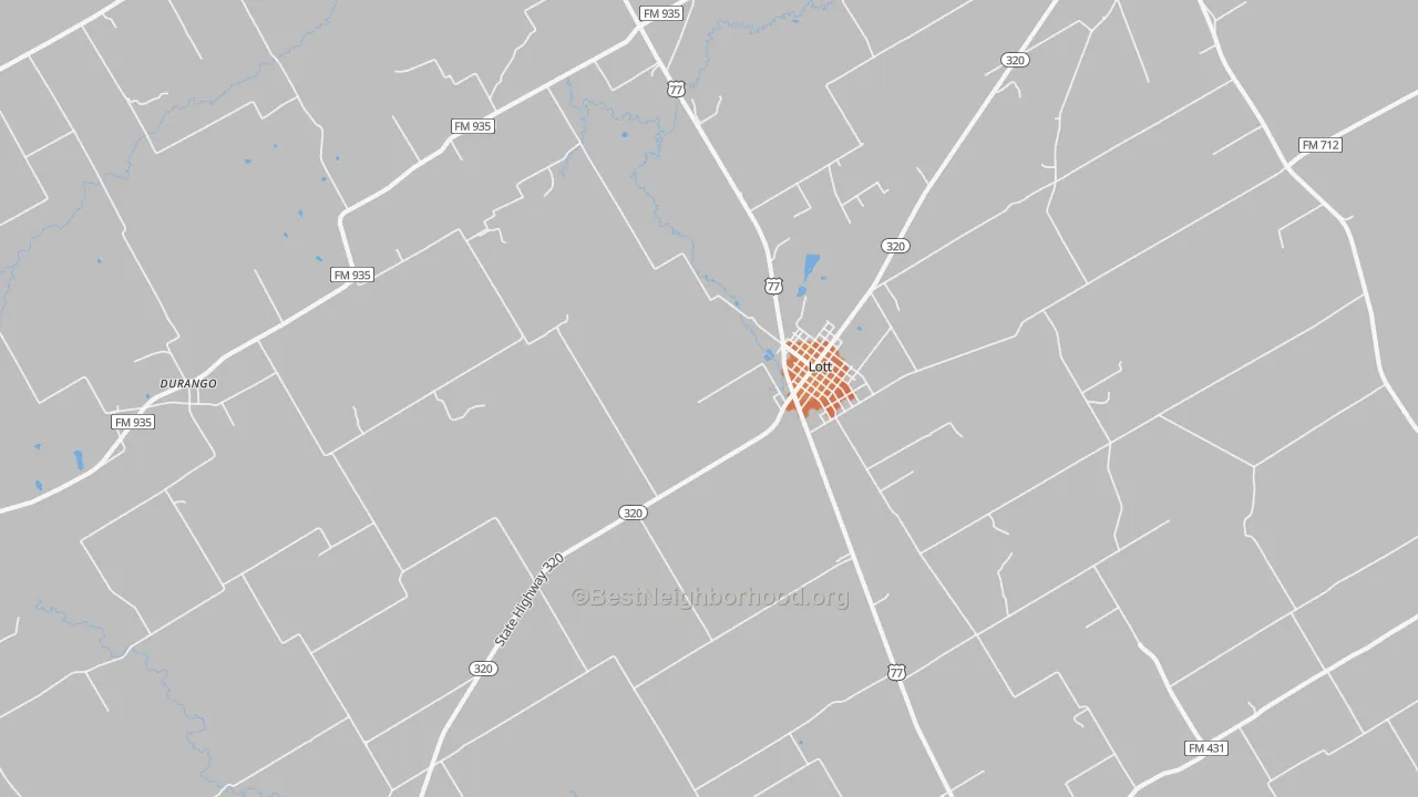 Bike Grade map of Lott, TX