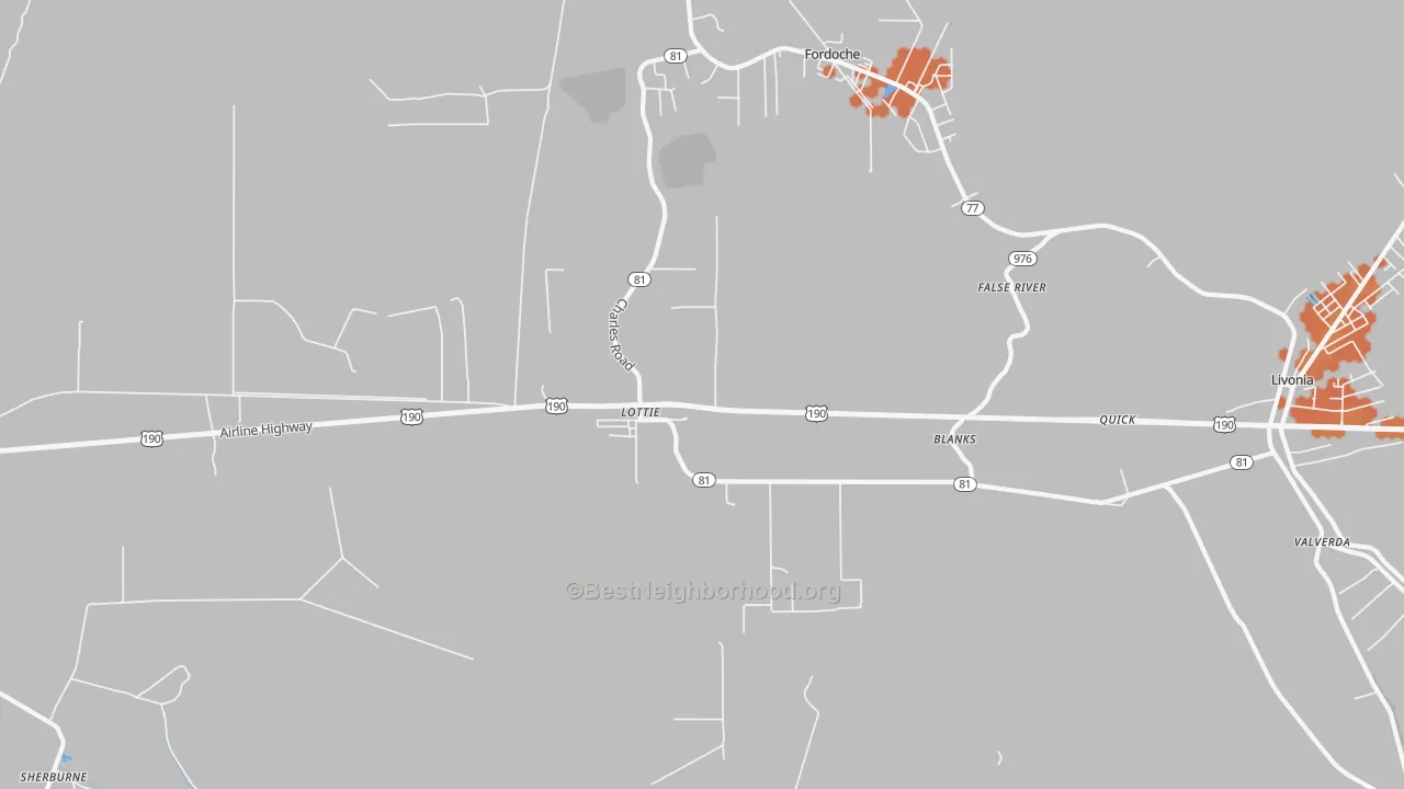 Bike Grade map of Lottie, LA