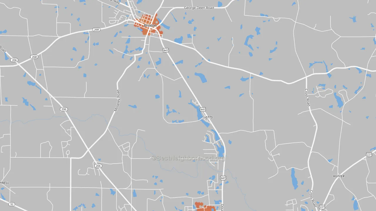 Bike Grade map of Lotts, GA