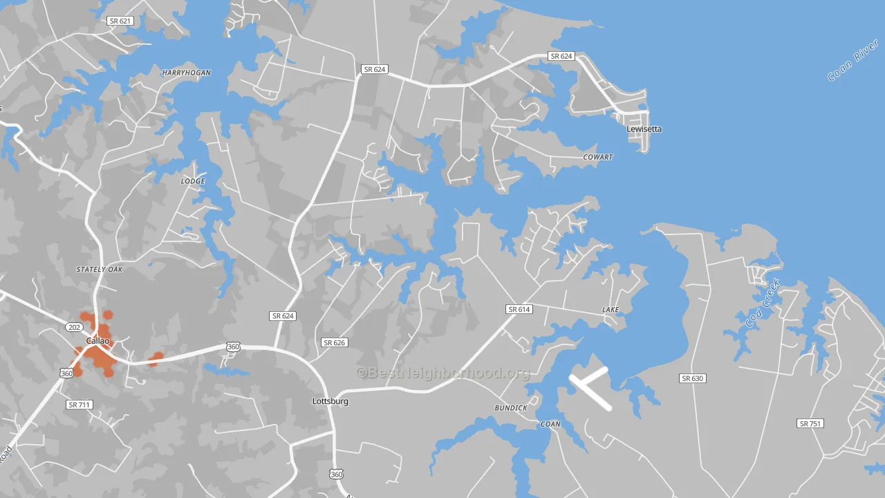 Bike Grade map of Lottsburg, VA