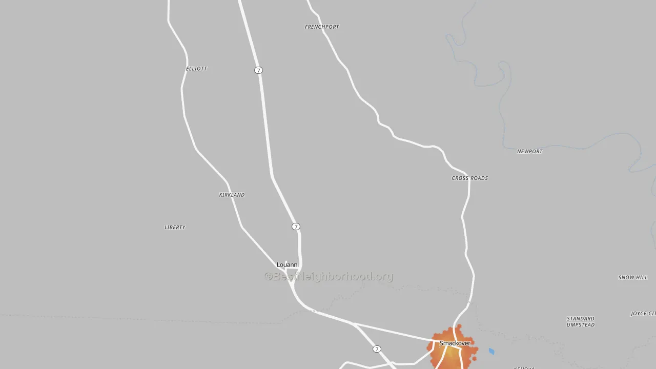 Bike Grade map of Louann, AR