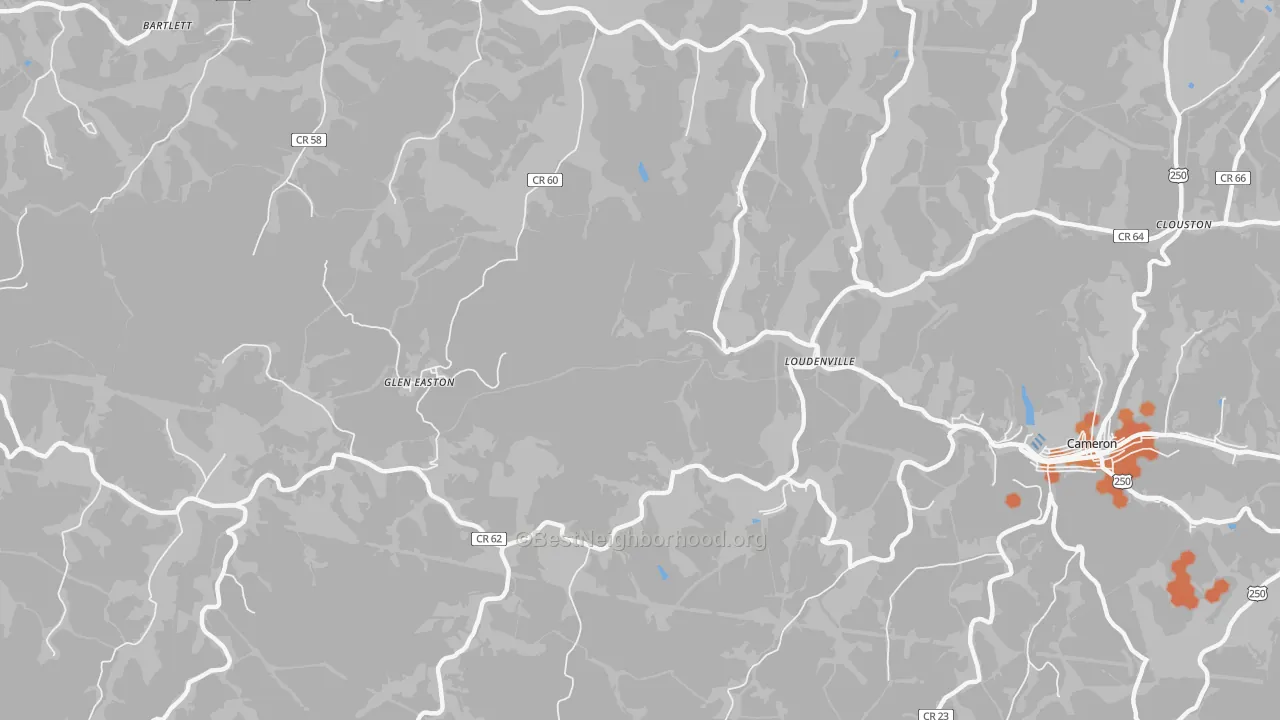 Bike Grade map of Loudenville, WV
