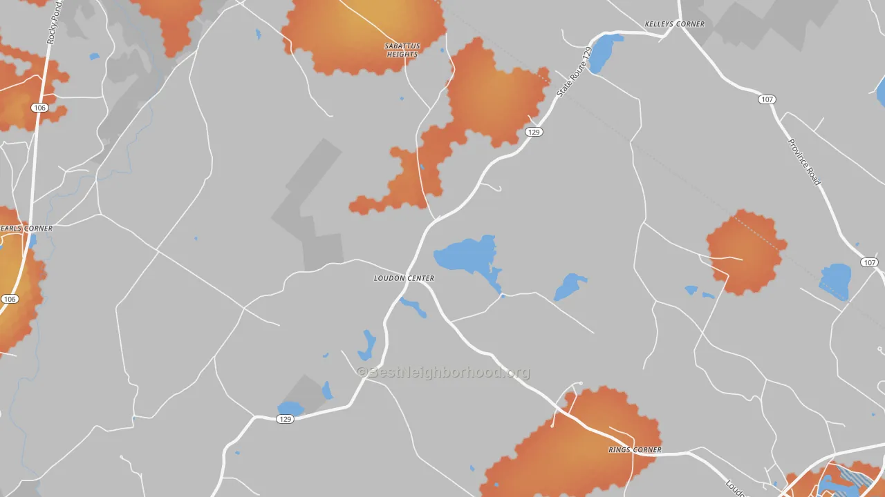 Bike Grade map of Loudon Center, NH