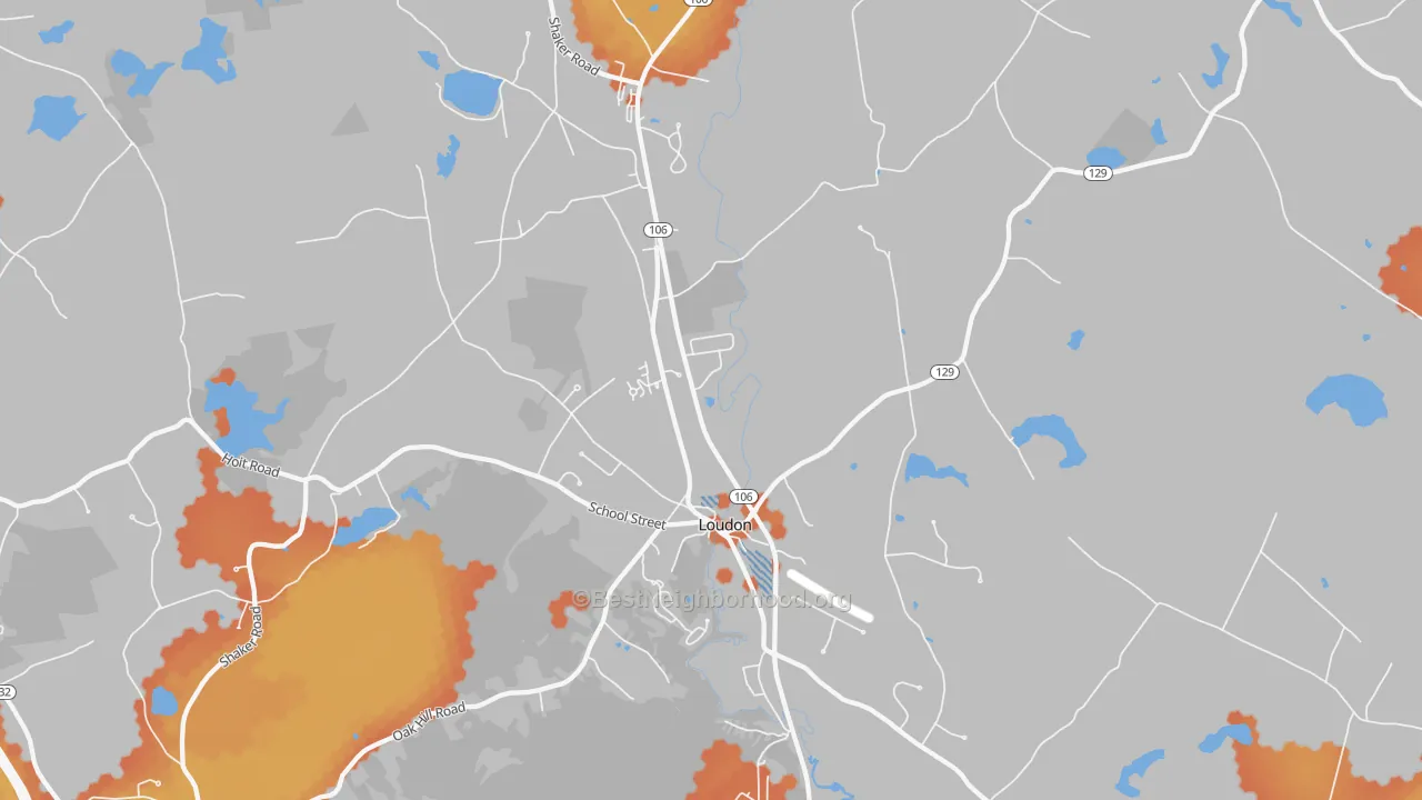 Bike Grade map of Loudon, NH