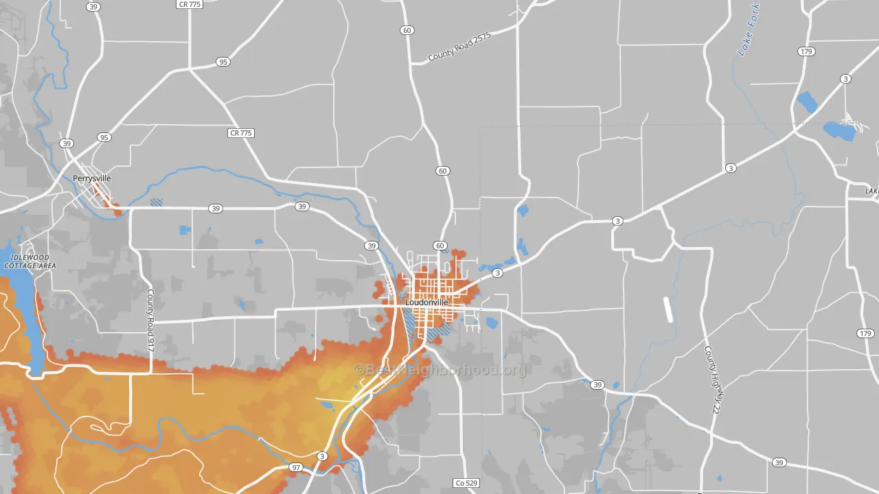 Bike Grade map of Loudonville, OH