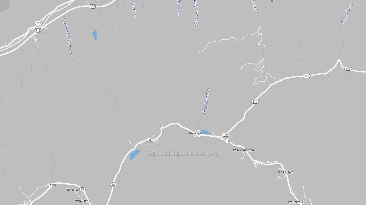 Bike Grade map of Louellen, KY