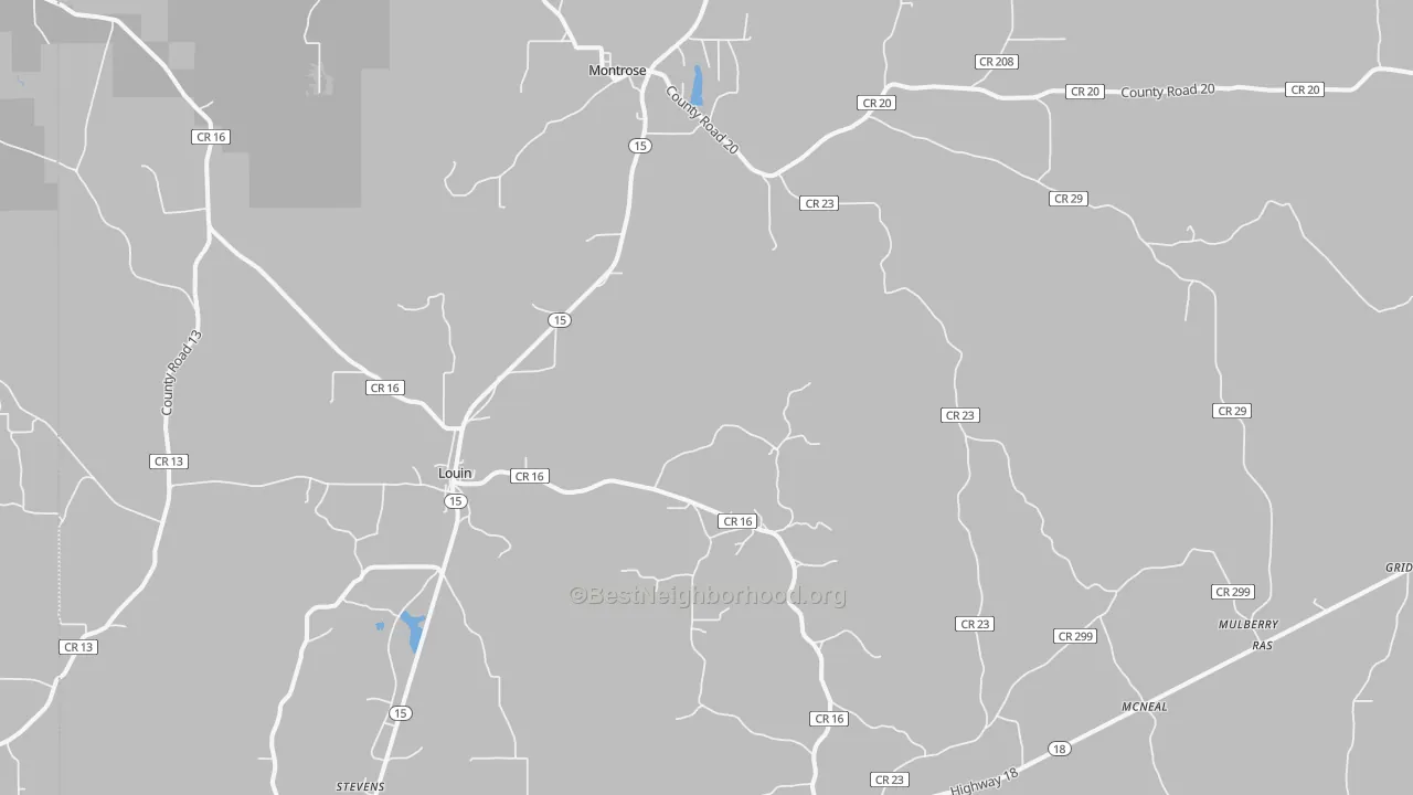 Bike Grade map of Louin, MS