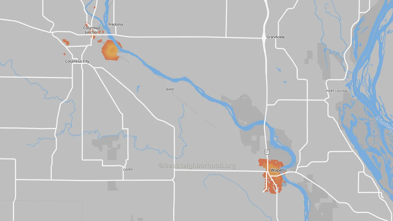 Bike Grade map of Louisa County, IA