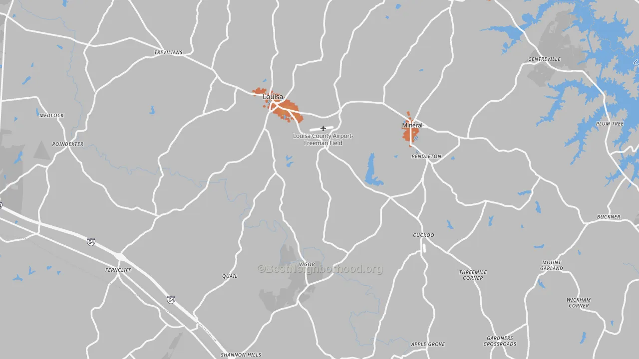 Bike Grade map of Louisa County, VA