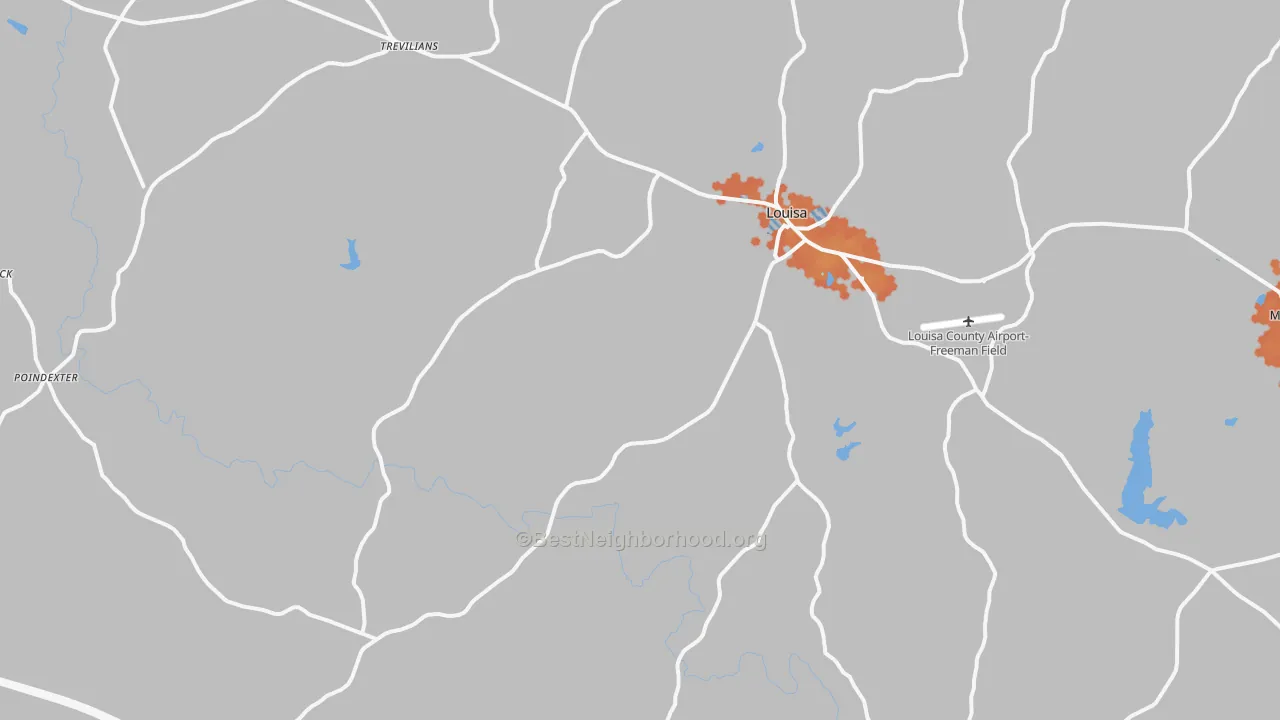 Bike Grade map of Louisa, VA