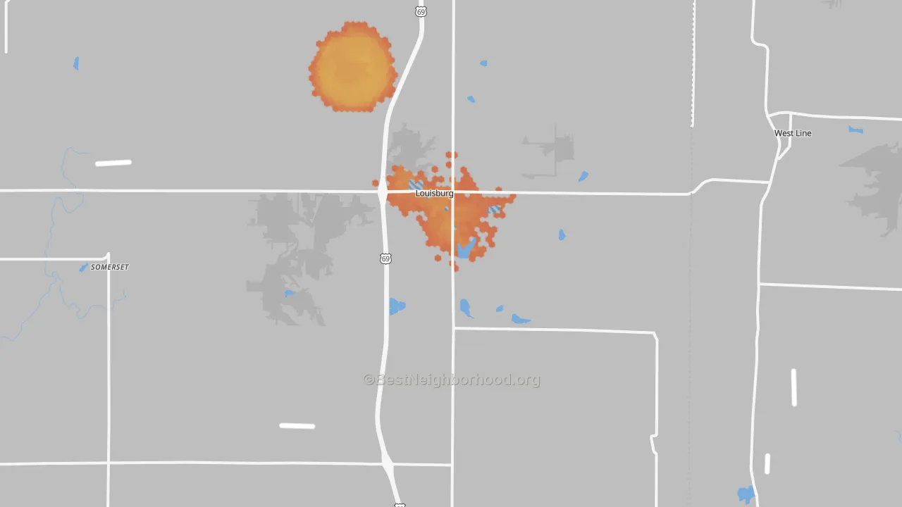 Bike Grade map of Louisburg, KS
