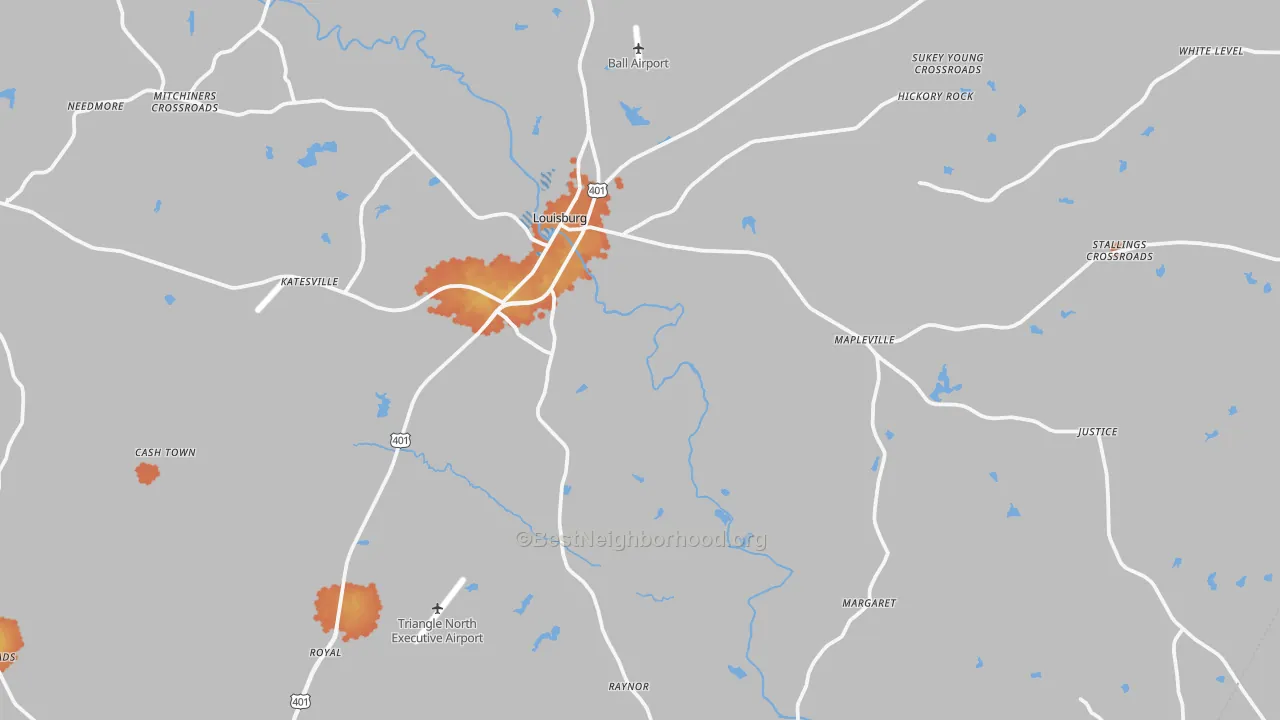 Bike Grade map of Louisburg, NC