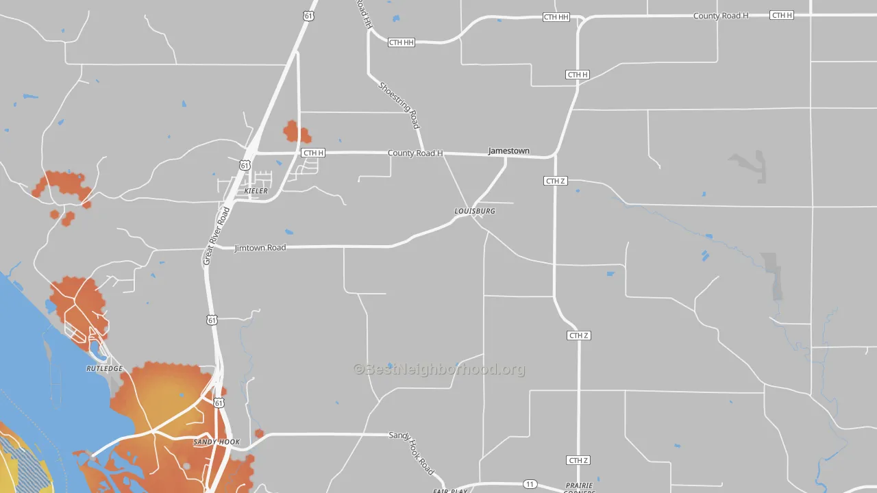 Bike Grade map of Louisburg, WI