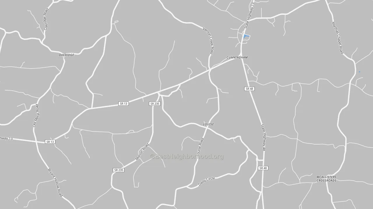 Bike Grade map of Louise, TN