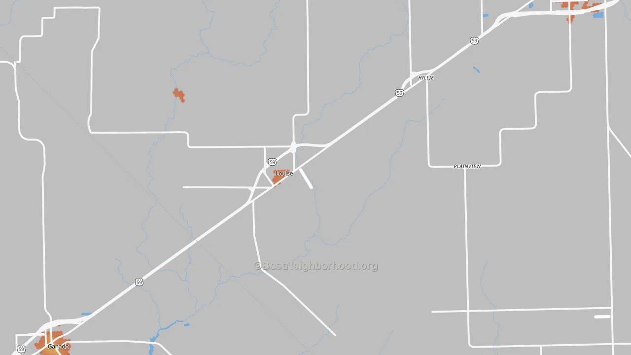 Bike Grade map of Louise, TX
