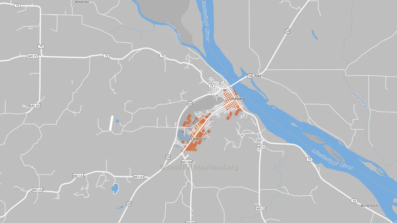 Bike Grade map of Louisiana, MO