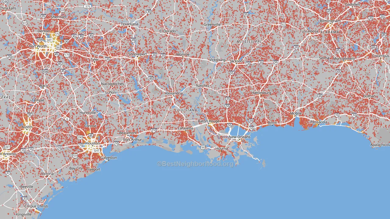 Bike Grade map of Louisiana