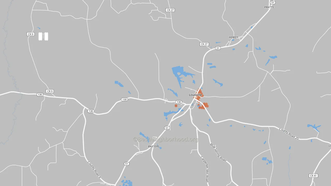 Bike Grade map of Louisville, AL