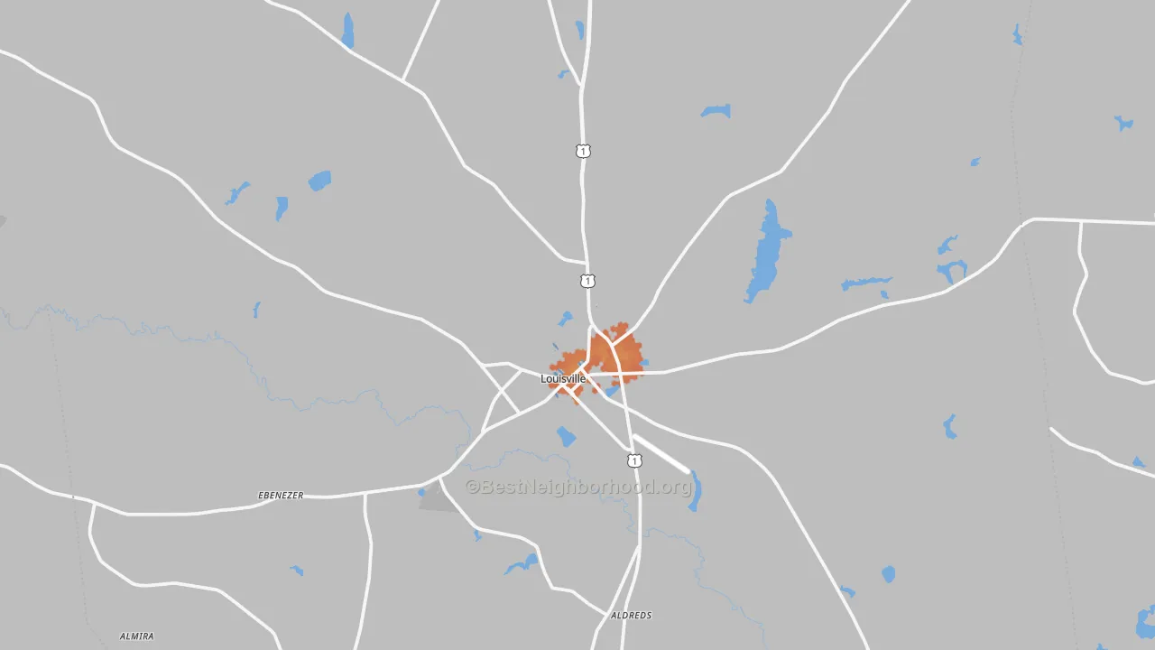 Bike Grade map of Louisville, GA