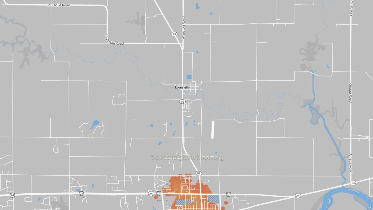 Bike Grade map of Louisville, KS