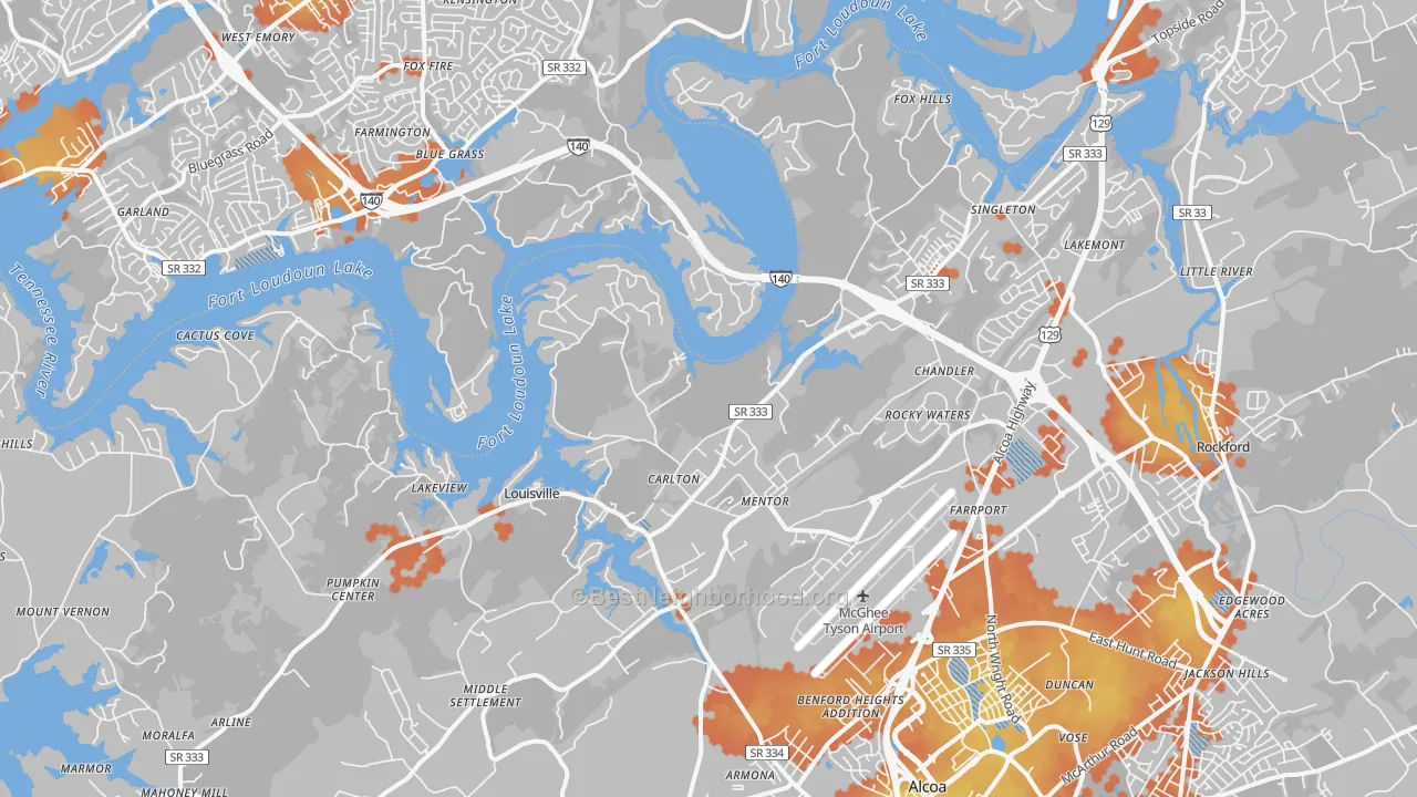 Bike Grade map of Louisville, TN