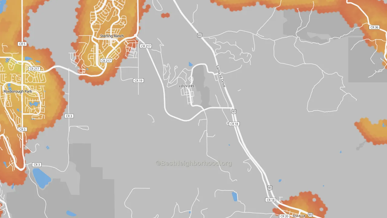Bike Grade map of Louviers, CO