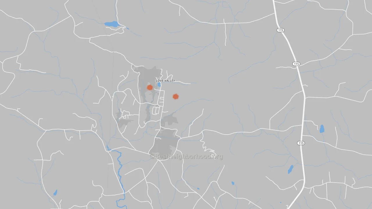 Bike Grade map of Love Valley, NC
