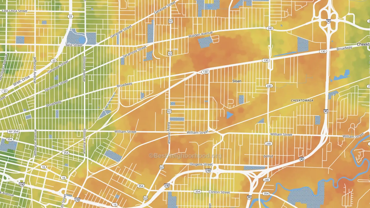 Bike Grade map of Lovejoy, Buffalo, NY