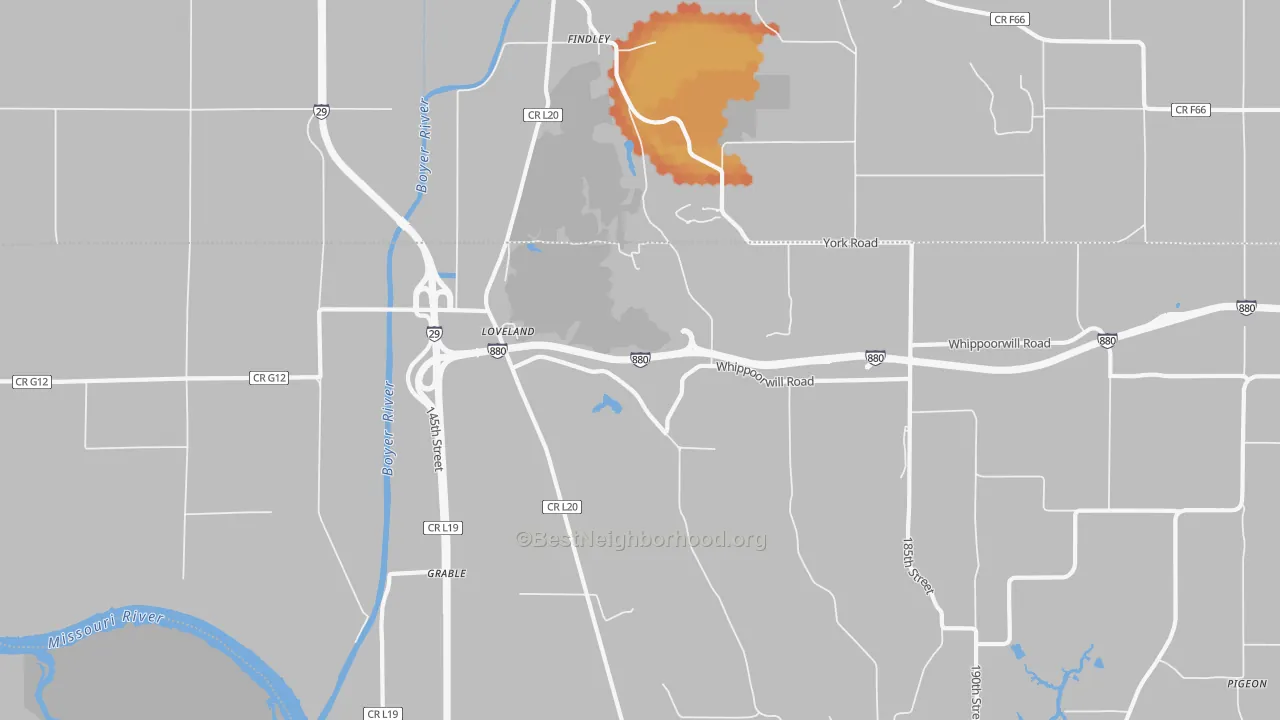 Bike Grade map of Loveland, IA