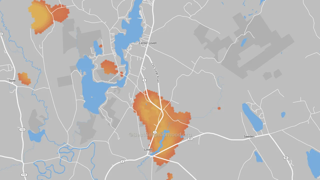 Bike Grade map of Lovell, ME