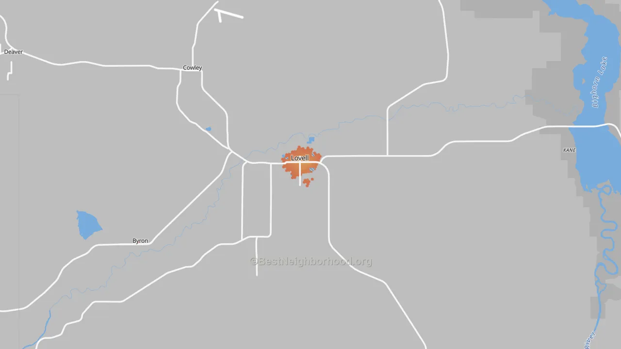Bike Grade map of Lovell, WY