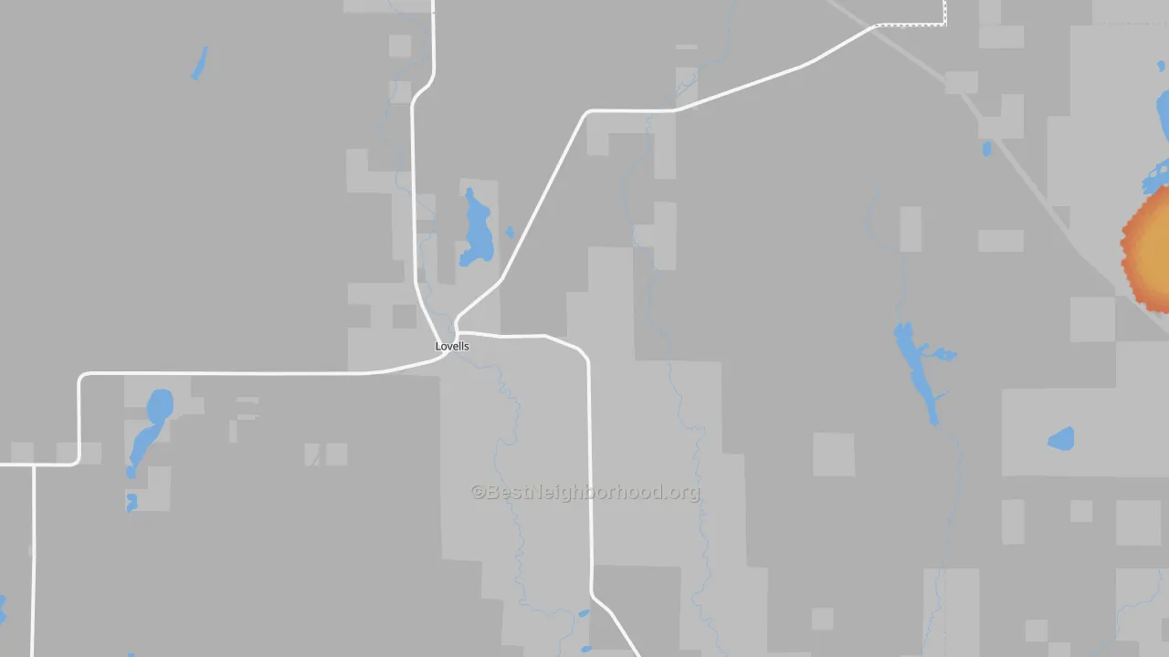 Bike Grade map of Lovells, MI