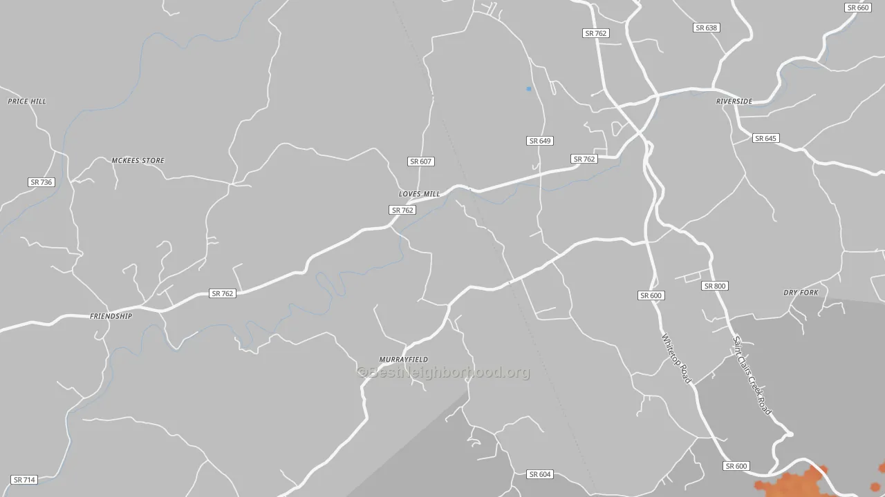 Bike Grade map of Loves Mill, VA