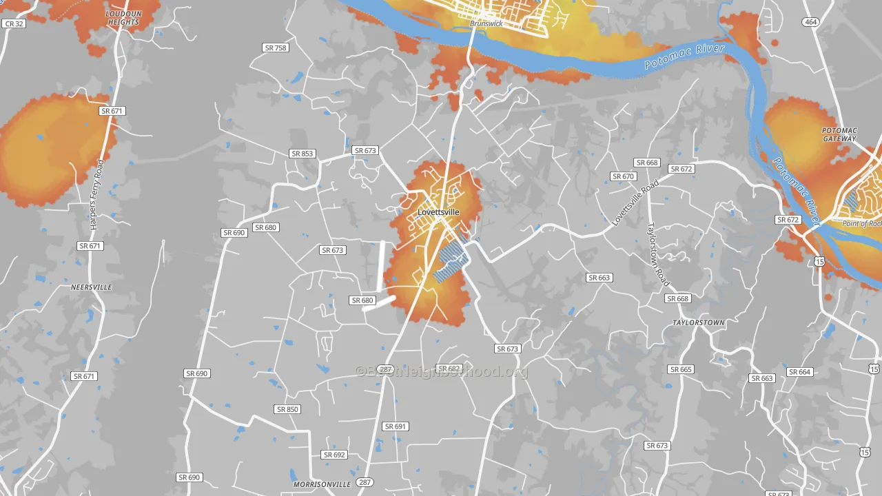 Bike Grade map of Lovettsville, VA