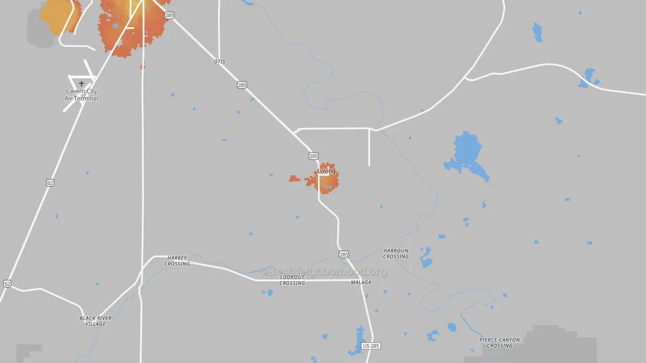 Bike Grade map of Loving, NM