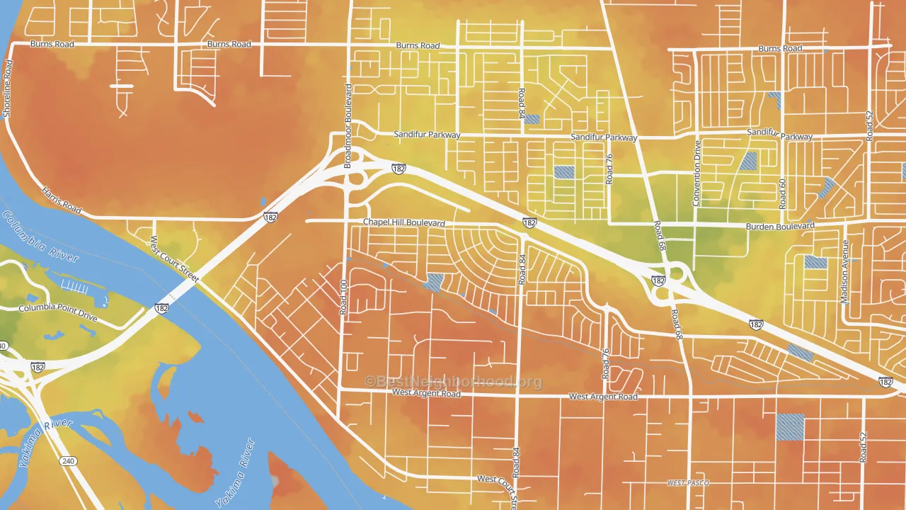 Bike Grade map of Lovisa Farms, Pasco, WA