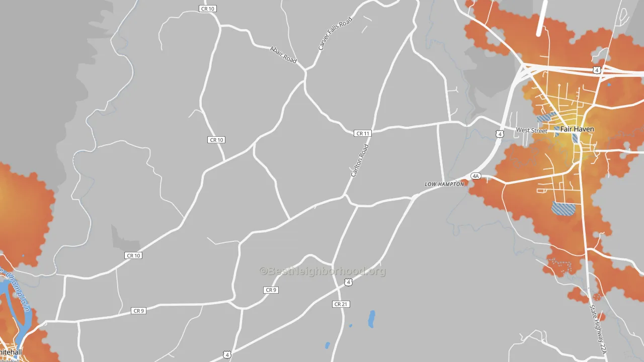 Bike Grade map of Low Hampton, NY