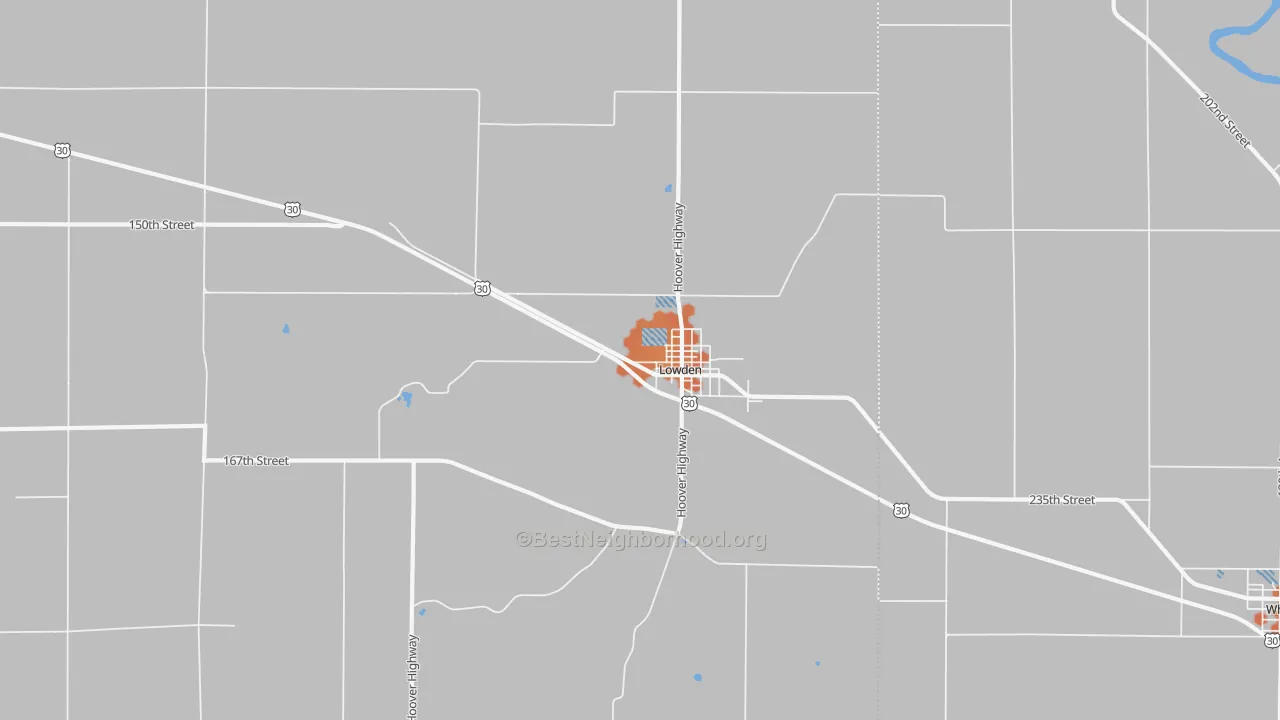 Bike Grade map of Lowden, IA