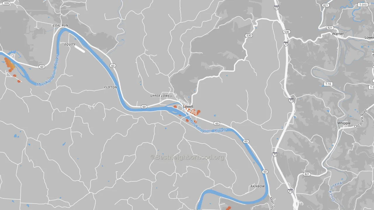 Bike Grade map of Lowell, OH