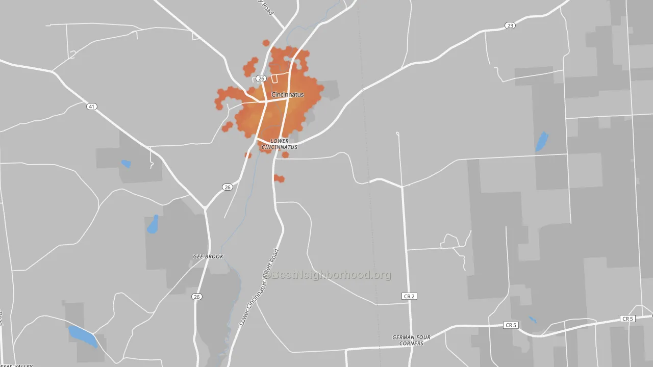 Bike Grade map of Lower Cincinnatus, NY