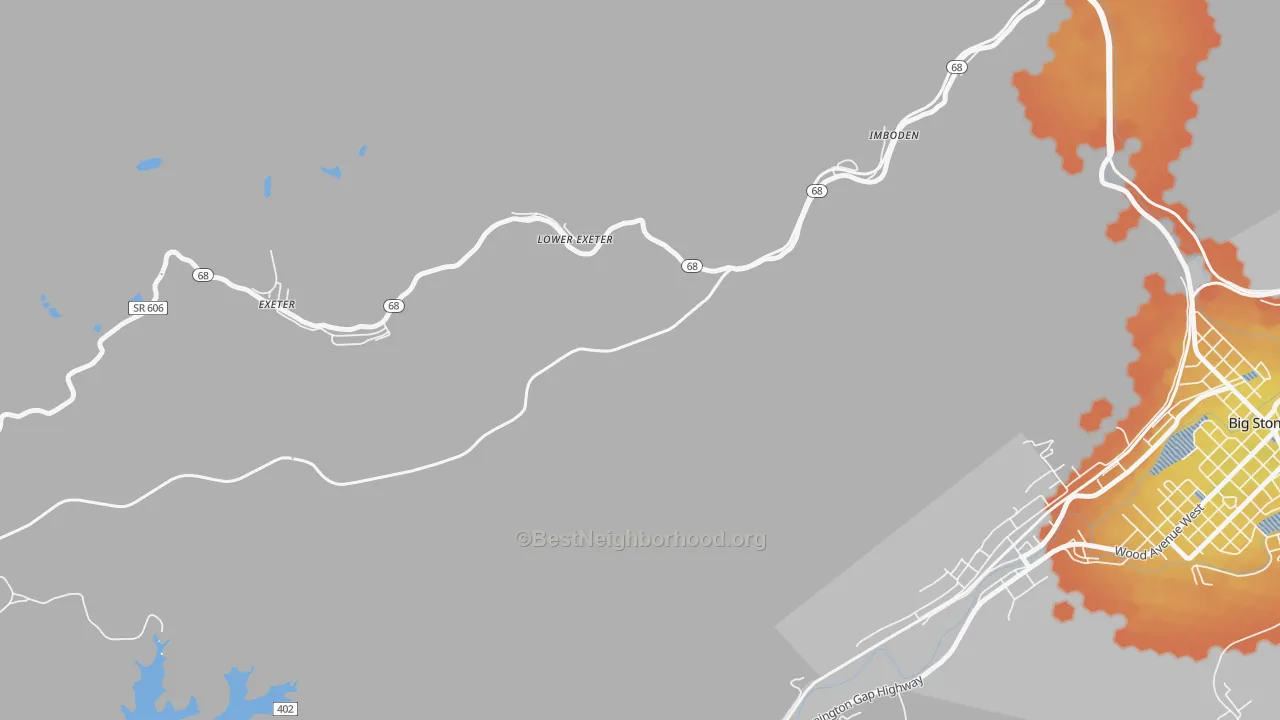 Bike Grade map of Lower Exeter, VA