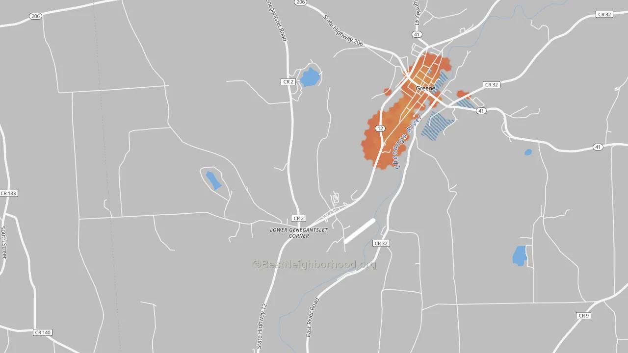 Bike Grade map of Lower Genegantslet Corner, NY