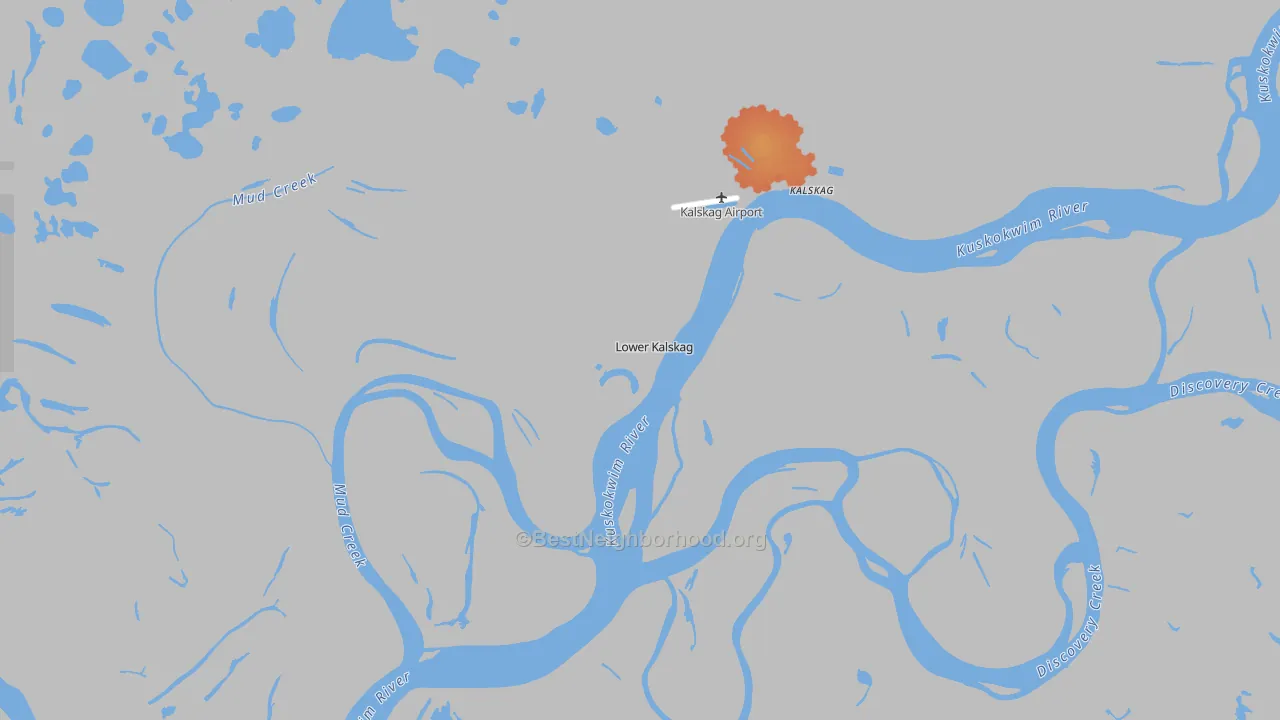 Bike Grade map of Lower Kalskag, AK