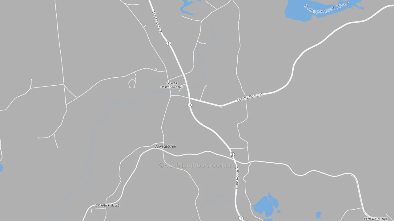 Bike Grade map of Lower Oswegatchie, NY