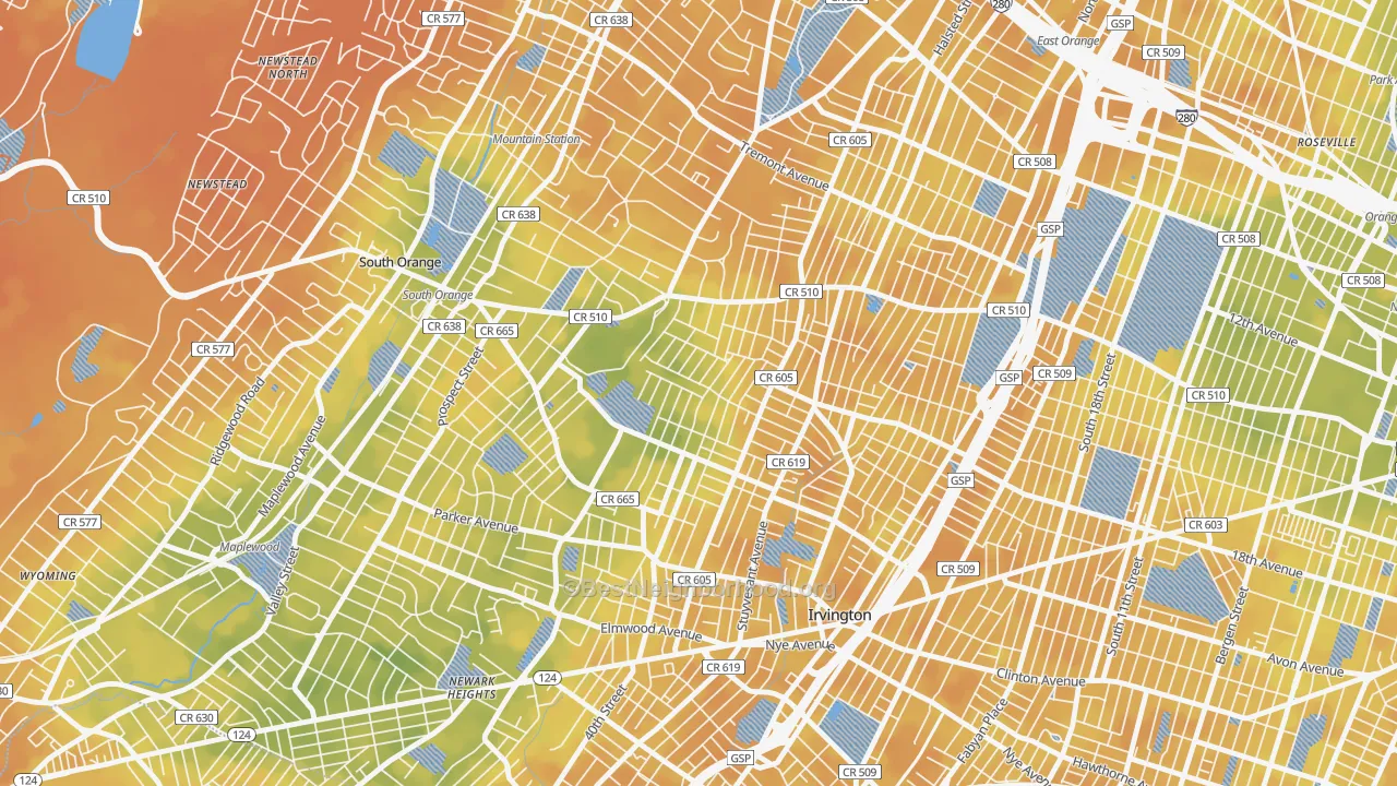 Bike Grade map of Lower Vailsburg, Newark, NJ