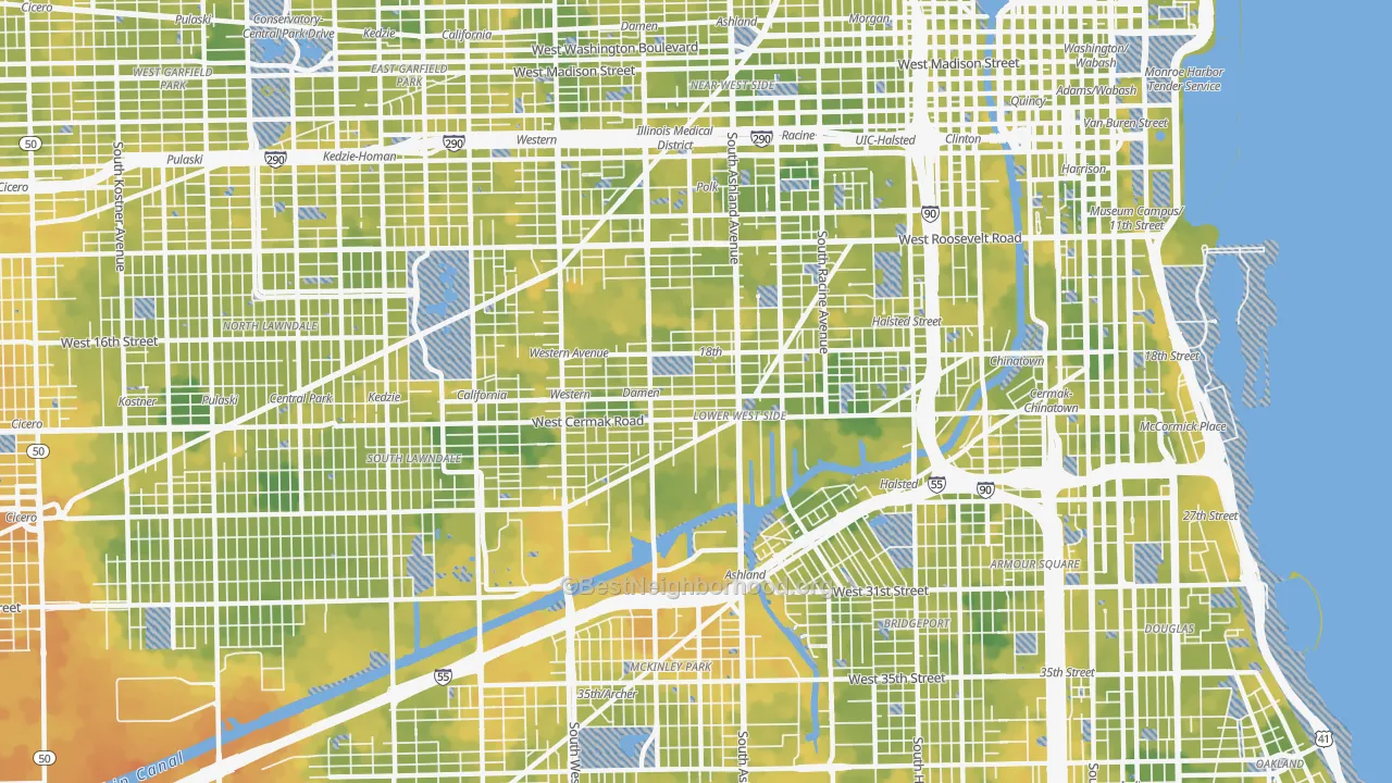 Bike Grade map of Lower West Side, Chicago, IL
