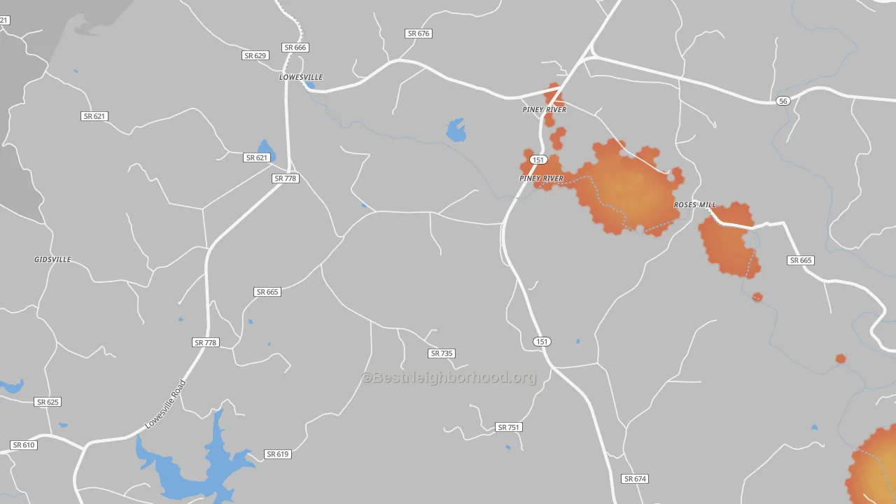 Bike Grade map of Lowesville, VA