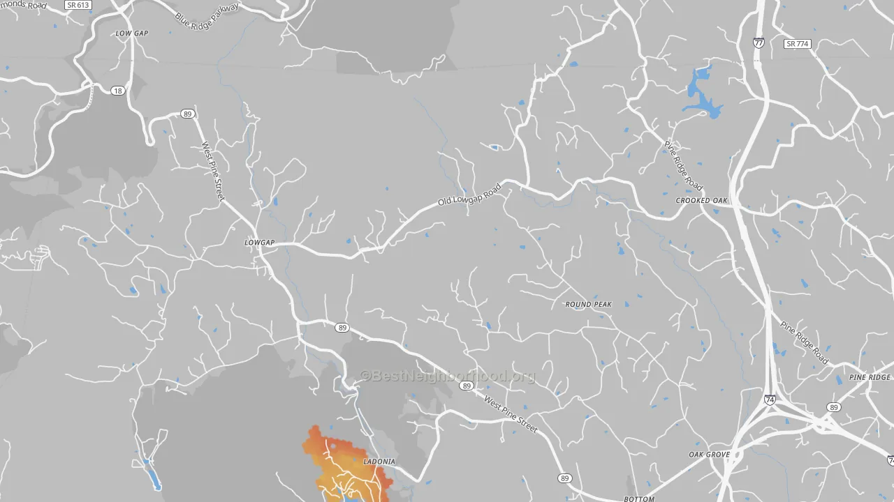 Bike Grade map of Lowgap, NC