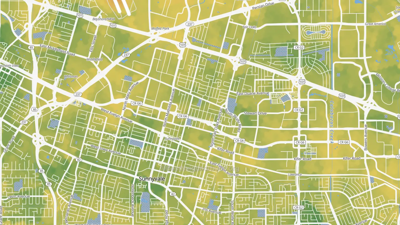 Bike Grade map of Lowlanders, Sunnyvale, CA