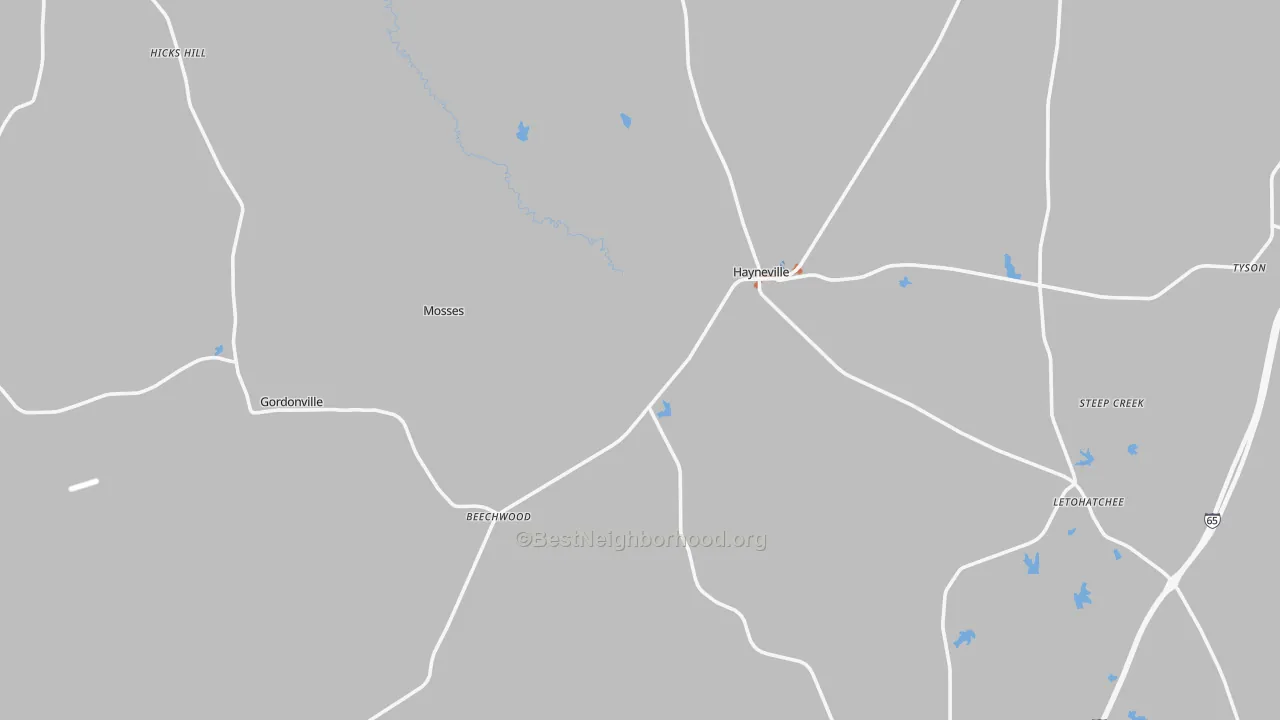 Bike Grade map of Lowndes County, AL